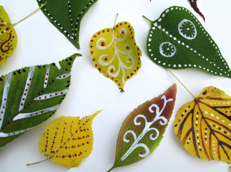 decorated leaves with intricate designs