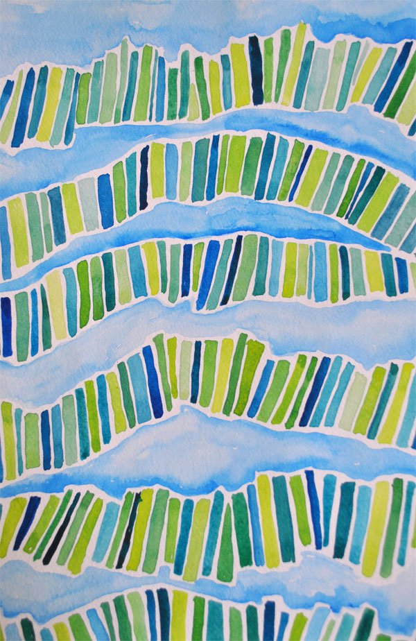 watercolor painting abstract lines