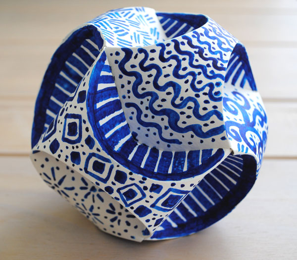 blue and white paper orb