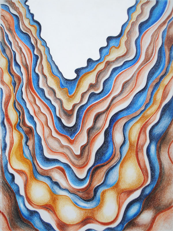 rock strata abstract art in INKense colored pencil