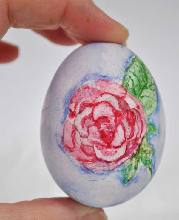 rose watercolor easter egg