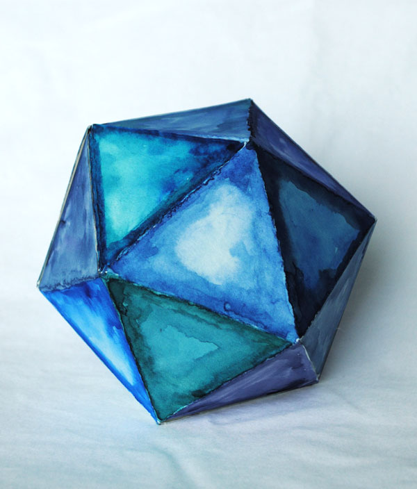 icosahedron watercolor 3d shape