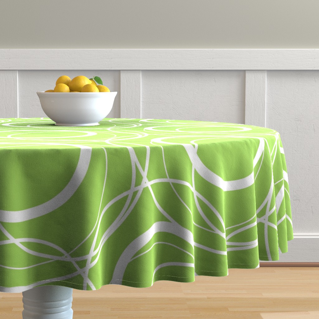 swirly green table cloth