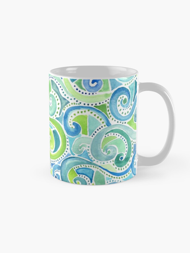 swirly spiral watercolor mug