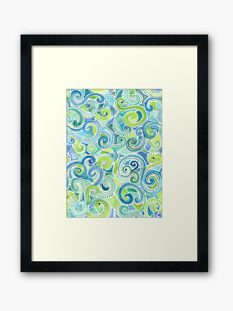 swirly spiral watercolor framed print