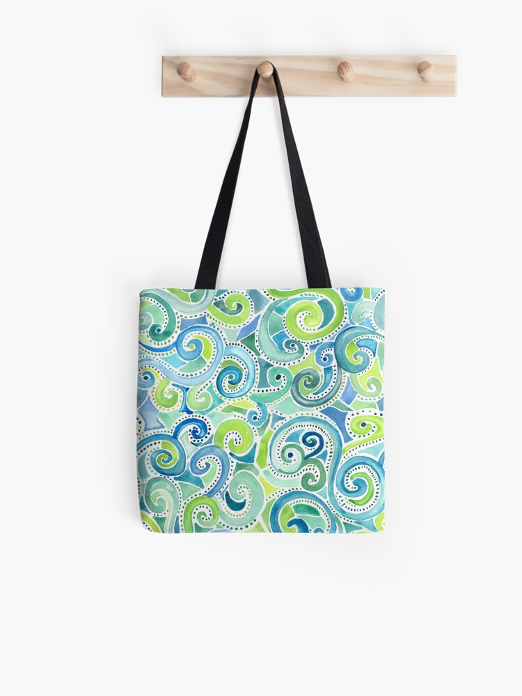swirly spiral watercolor tote bag
