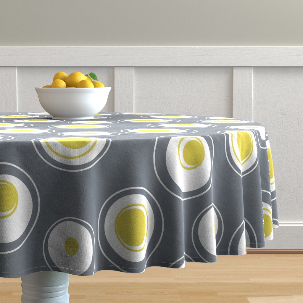 yellow and grey tablecloth