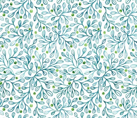 blue foliage fabric-design