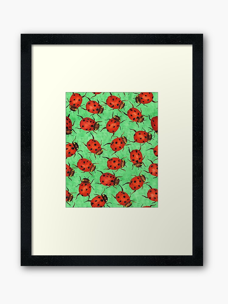 ladybird watercolor framed art