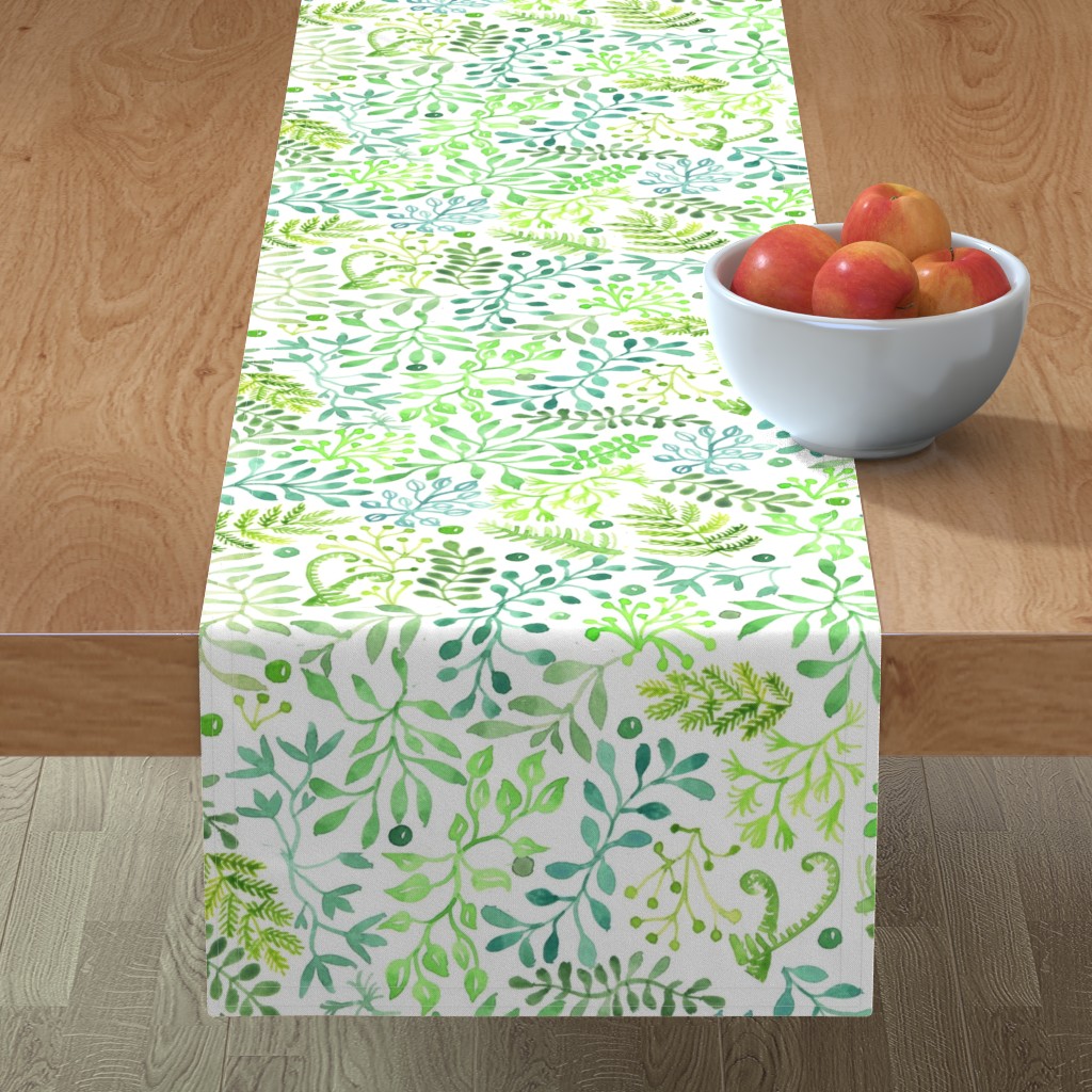 blue foliage table runner