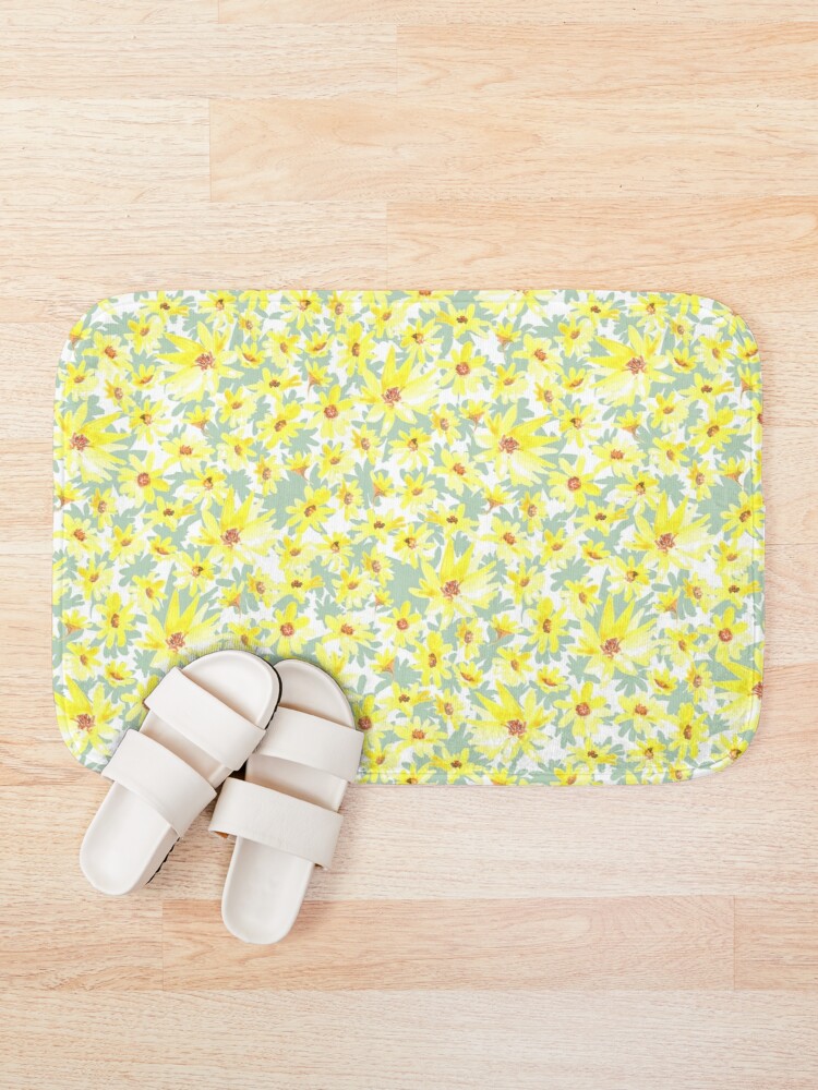 yelow flower bath mat