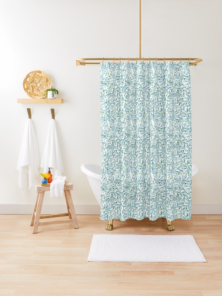 blue leaf loveliness shower curtain