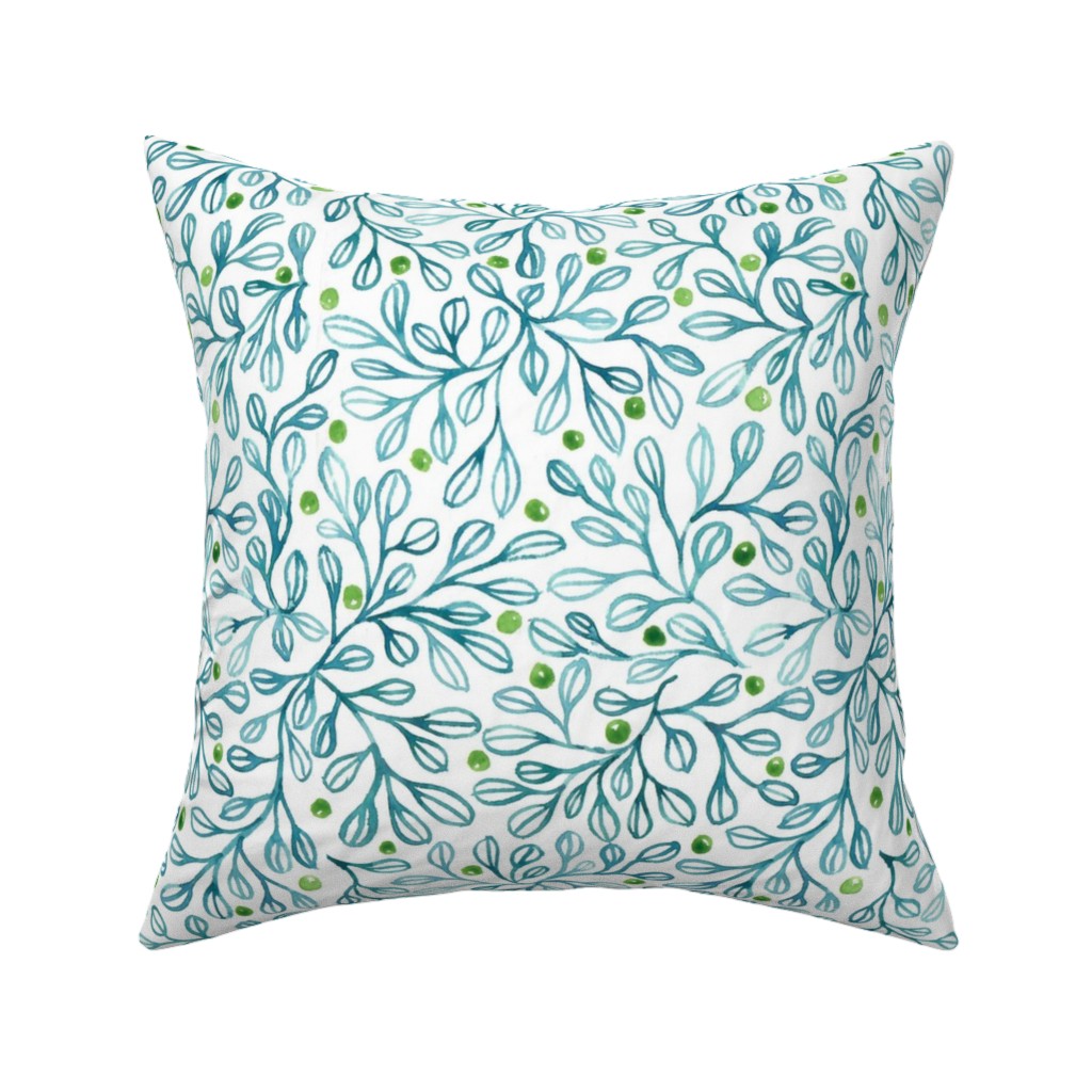 blue foliage throw pillow