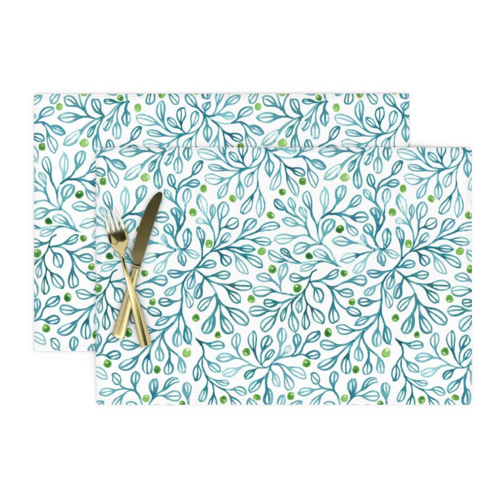 blue foliage place mat