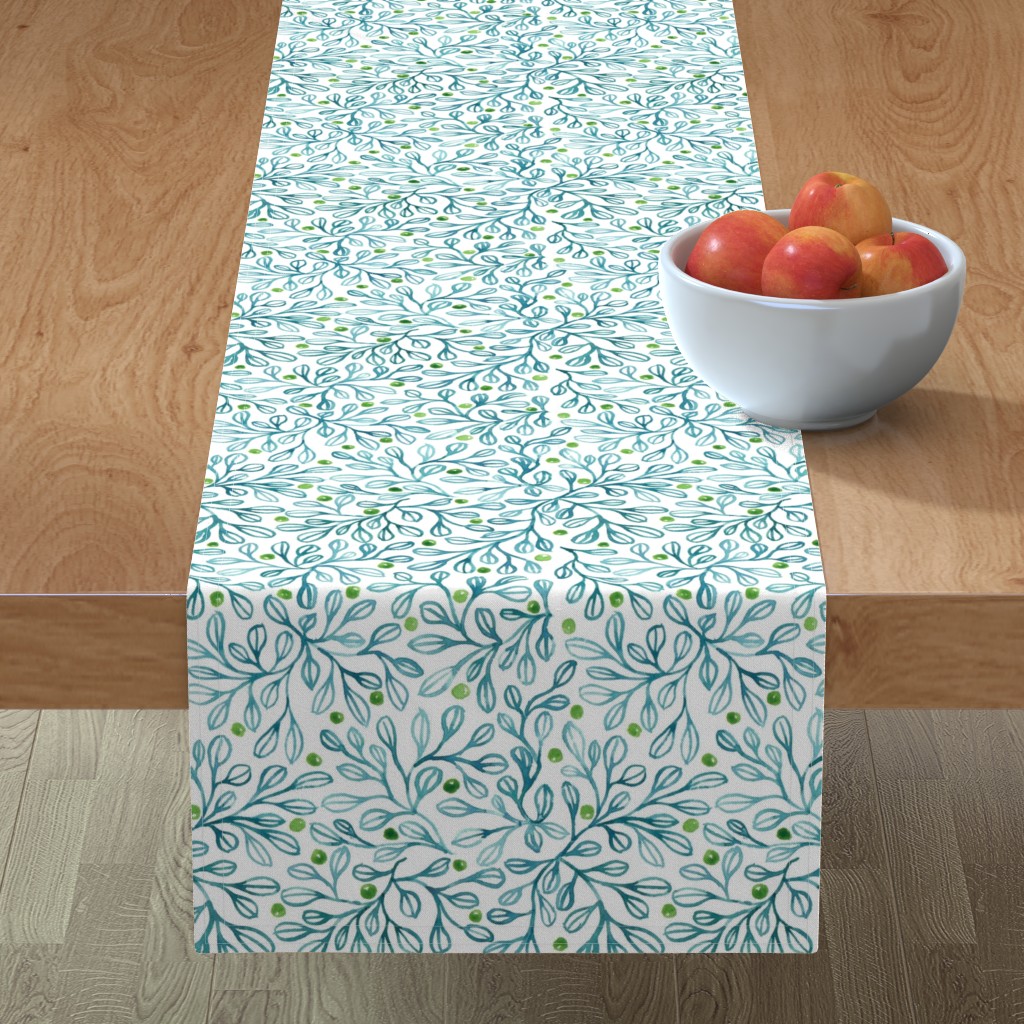 blue foliage table runner