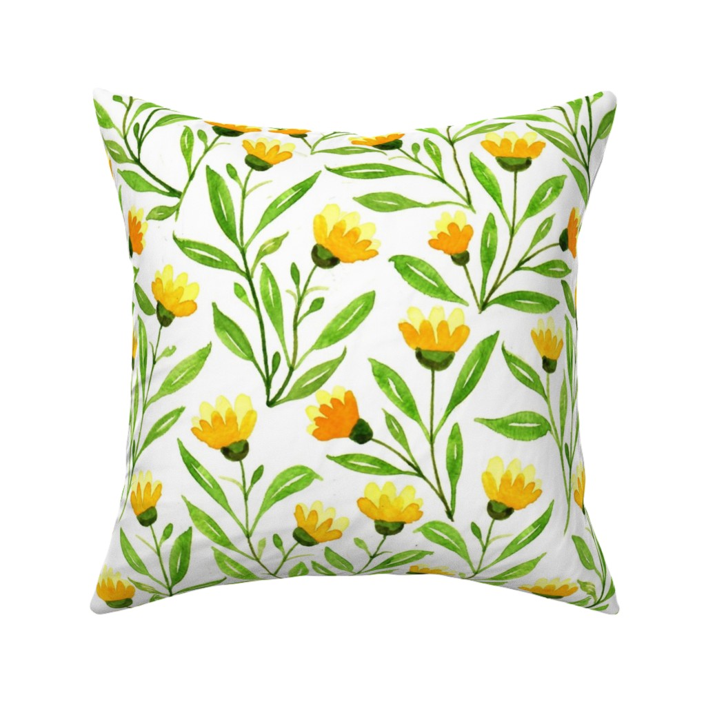 yellow meadow throw pillow