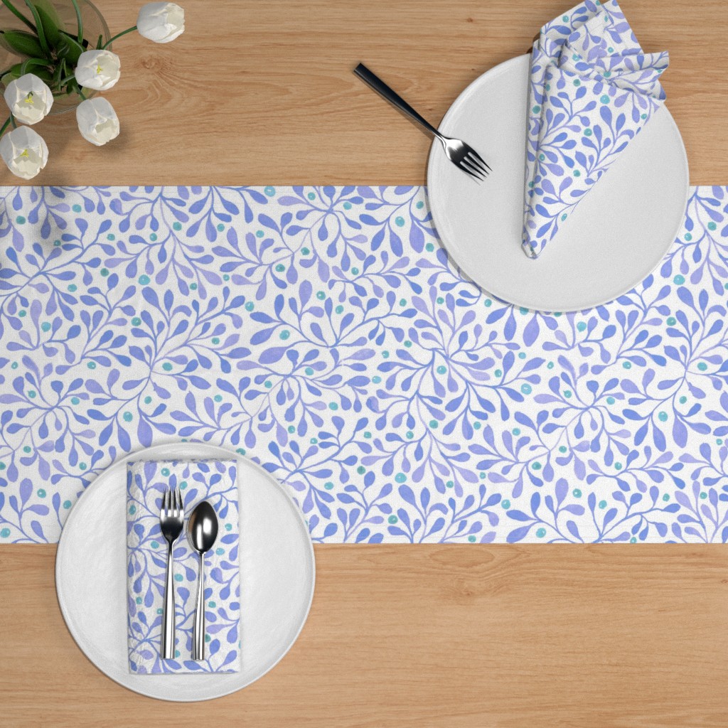 meadow berries blue table runner