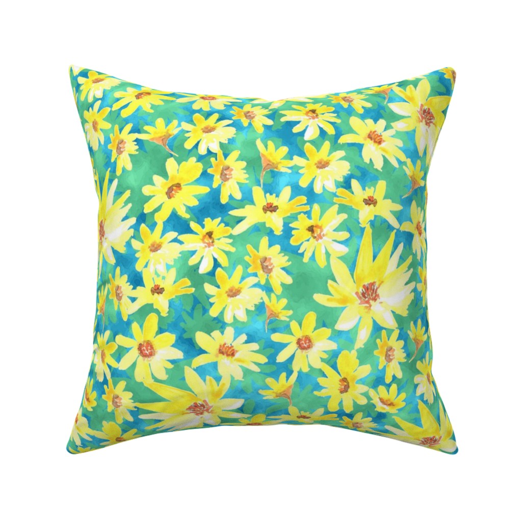 yellow prairier flowers throw pillow