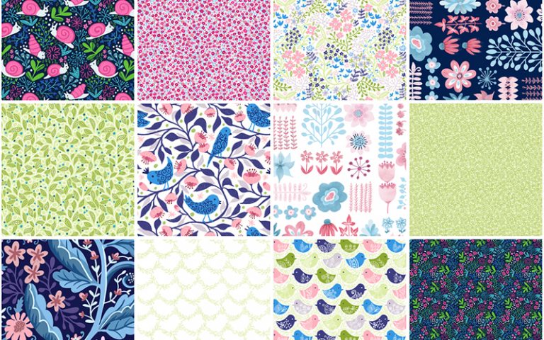 Springtime fabric collection and cheater quilt