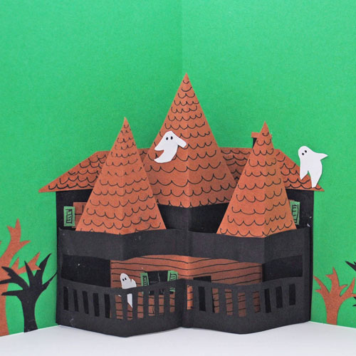 pop up haunted house card